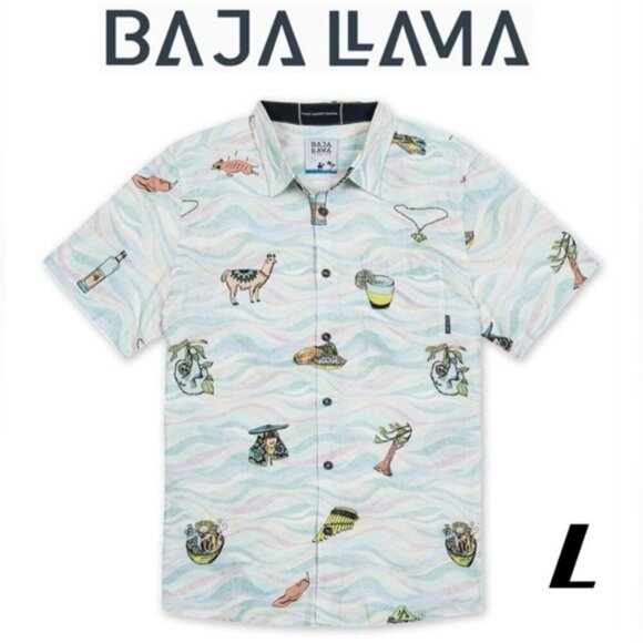 Baja Llama - Men's Incan Treasures 7-Seas Button Up Shirt. Size: L. NWT (1850) - Picture 1 of 16